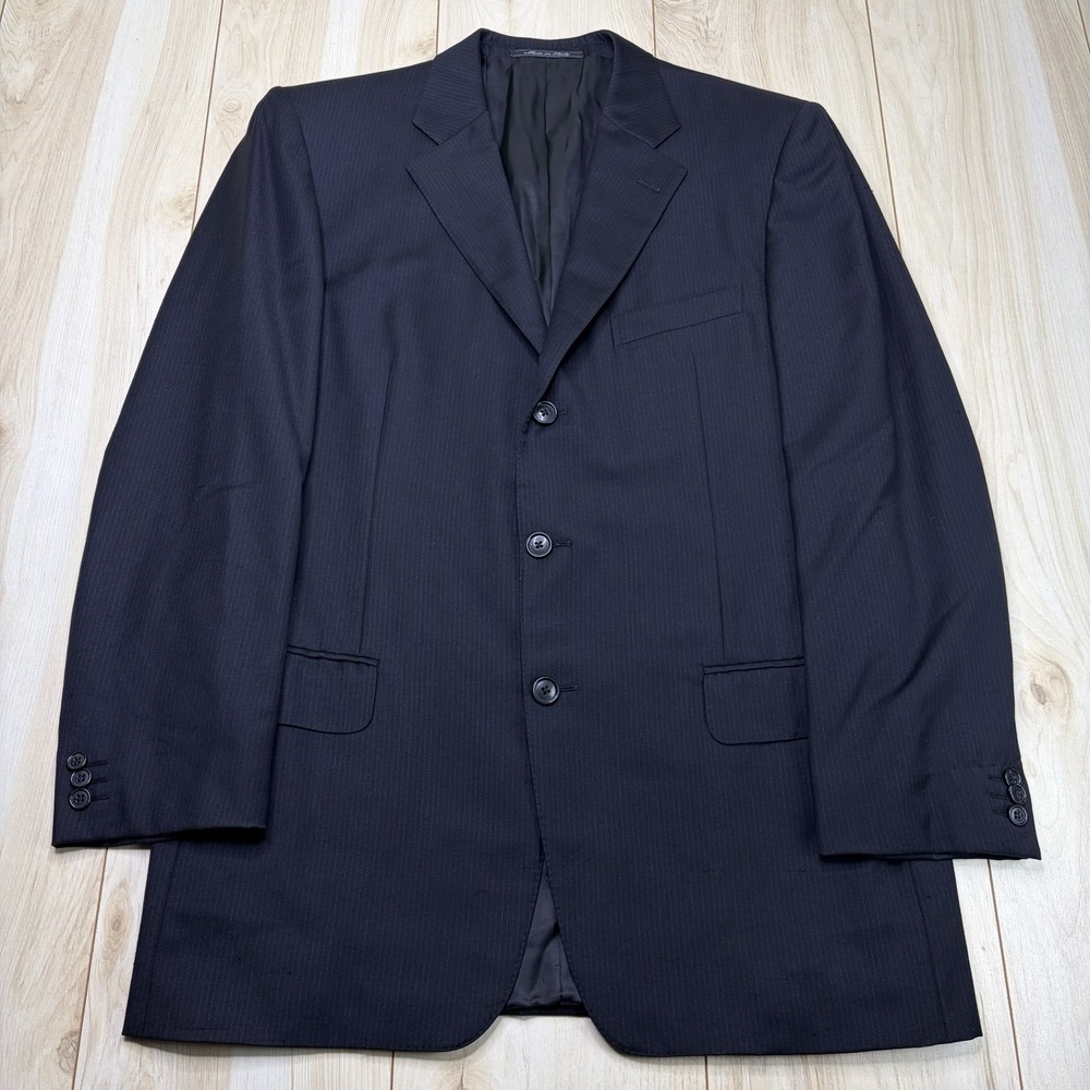 Ermenegildo Zegna TROFEO Pinstripe Wool Blazer Mens Size 42R Black